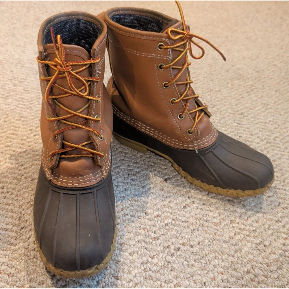 LL Bean Bean Classic Duck Boots Mens 8 Brown Tan Rubber Goretex Outdoor